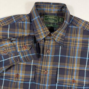 C.C. Filson Co. Seattle Mens Plaid Navy‎ Button Up Shirt Long Sleeve Small S EUC
